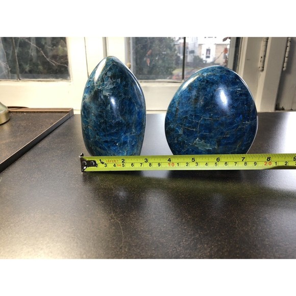 Blue APATITE Polished Crystal Freeform Set Standup - Madagascar Bluestones - Picture 2 of 16